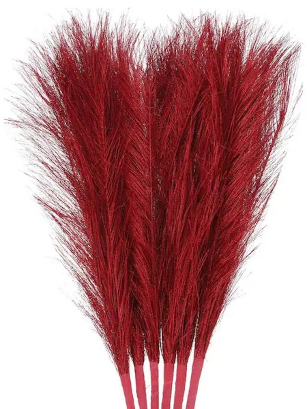 Deep Red 1.18” Red Artificial Plant Faux Pampas Grass 4 Pcks Fluffy Vase
Filler